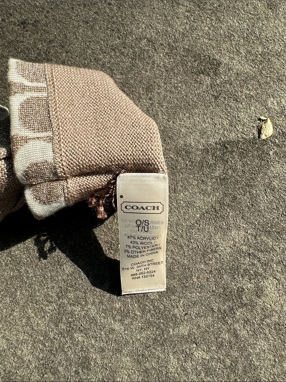 Coach Taupe Knit Gloves with Signature Cuff